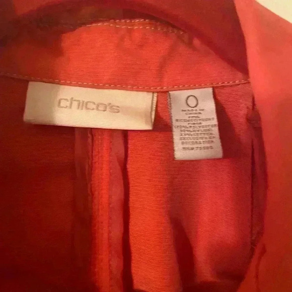 Chicos size zero orange zip up jacket with pockets. - Picture 2 of 4